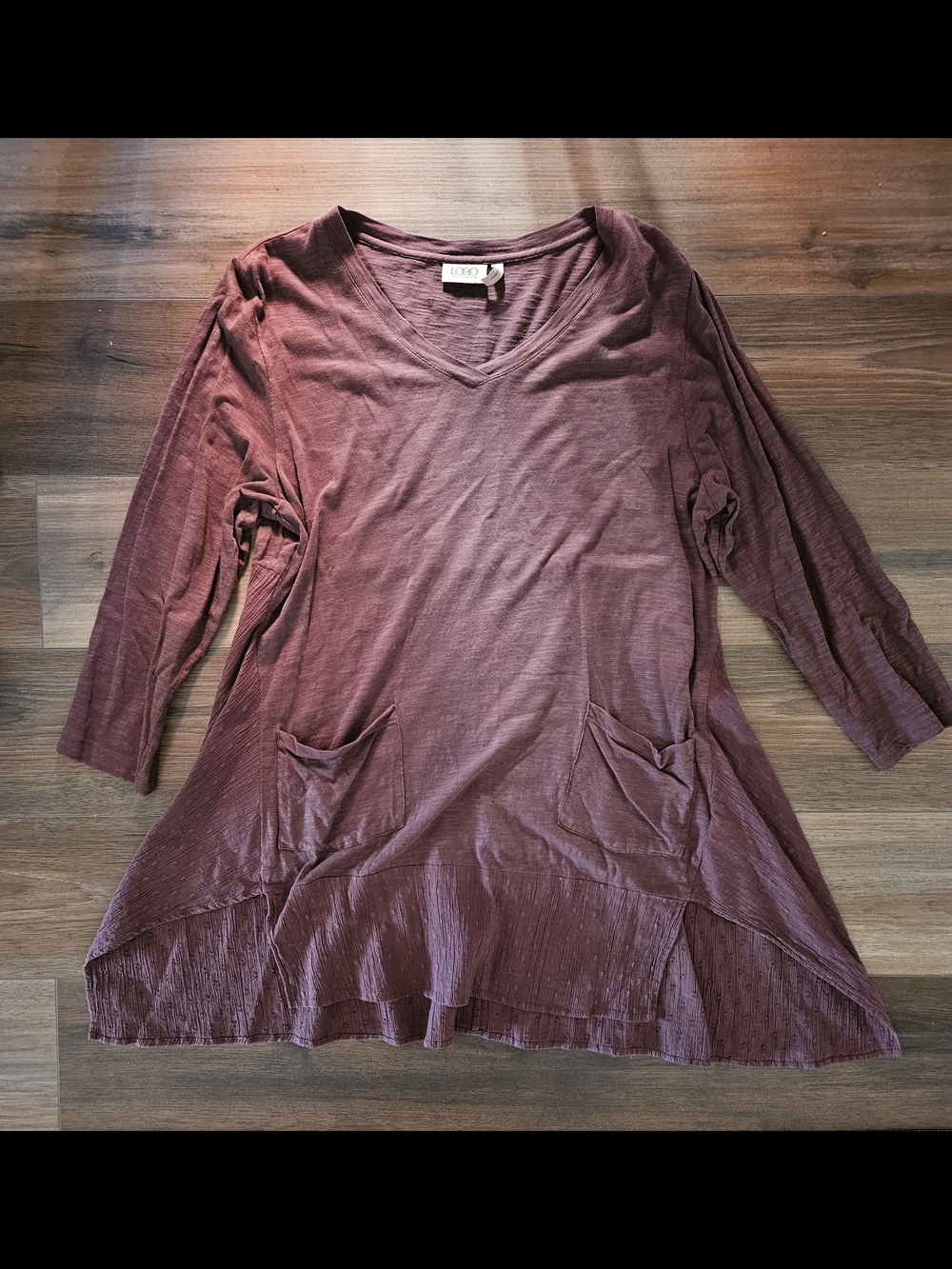 LOGO by Lori Goldstein Mauve V-Neck Pocket Tunic